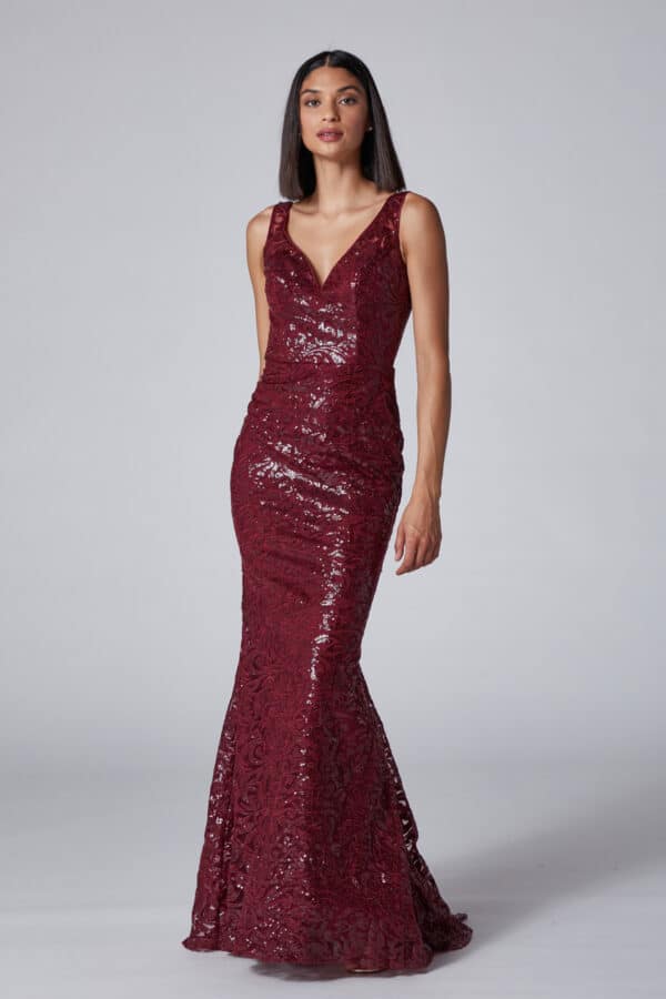 Vestido de fiesta burgundy L - Cód. 13193