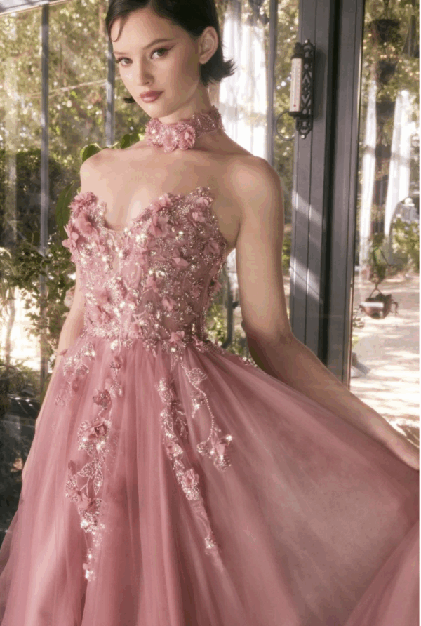 Vestido de fiesta dusty rose - Cód. 16174