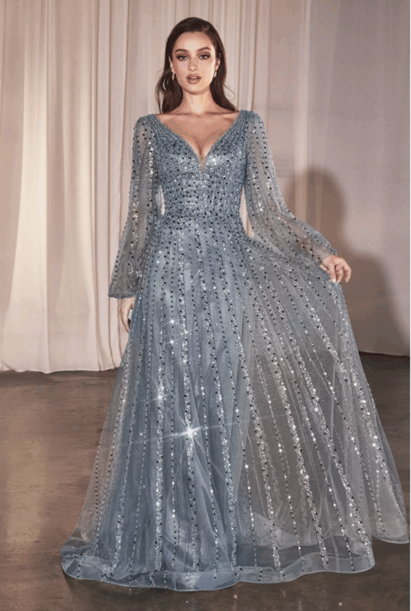 Vestido de fiesta smoky blue 14 - Cód. 16193