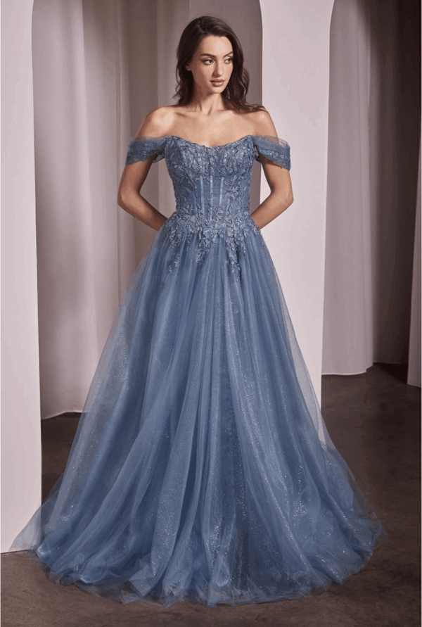 Vestido de fiesta smoky blue 10 - Cód. 16209