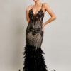 Vestido de fiesta black nude S - Cód 16151