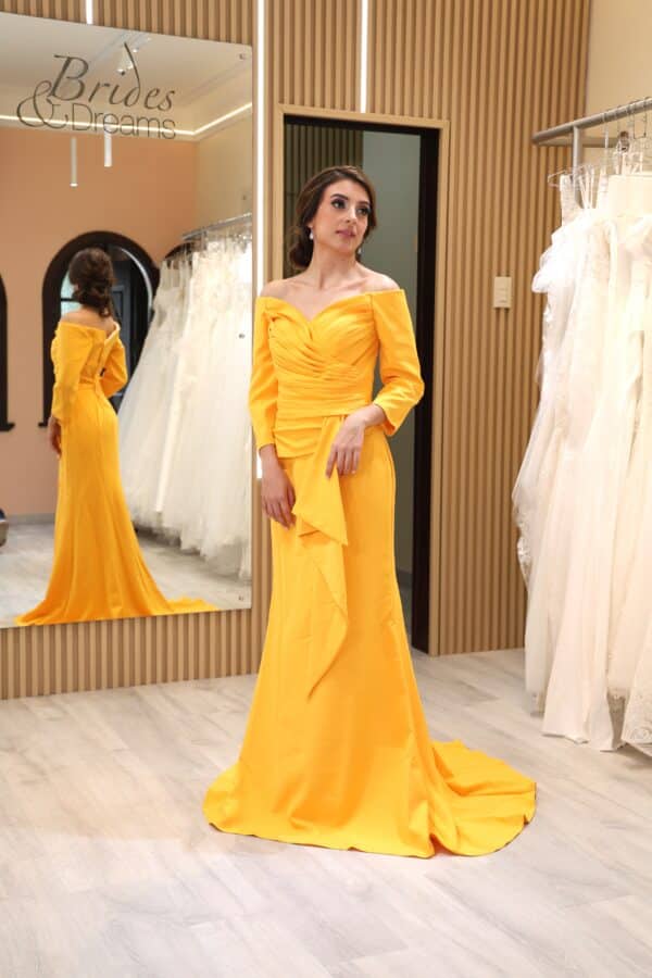 Vestido de fiesta mustard 8 - Cód. 15977