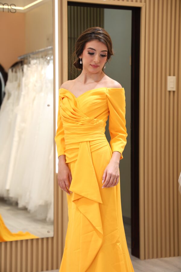 Vestido de fiesta mustard 8 - Cód. 15977 - Imagen 3