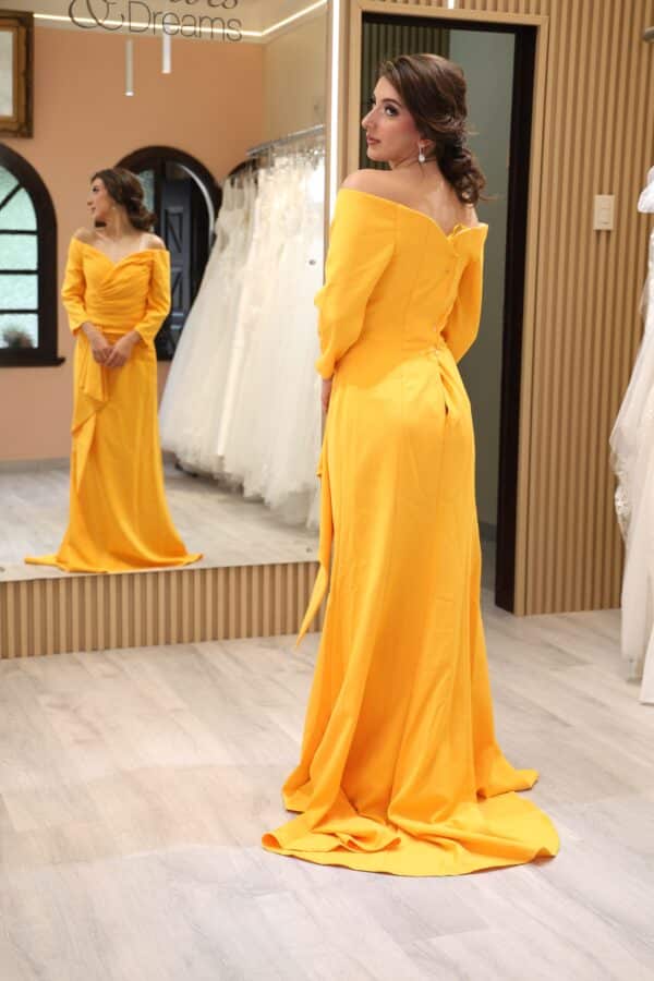 Vestido de fiesta mustard 8 - Cód. 15977 - Imagen 4