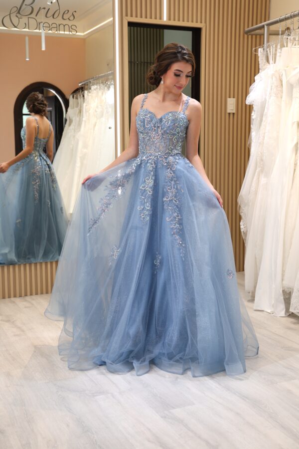 Vestido de fiesta smoky blue 16 - Cód. 16290