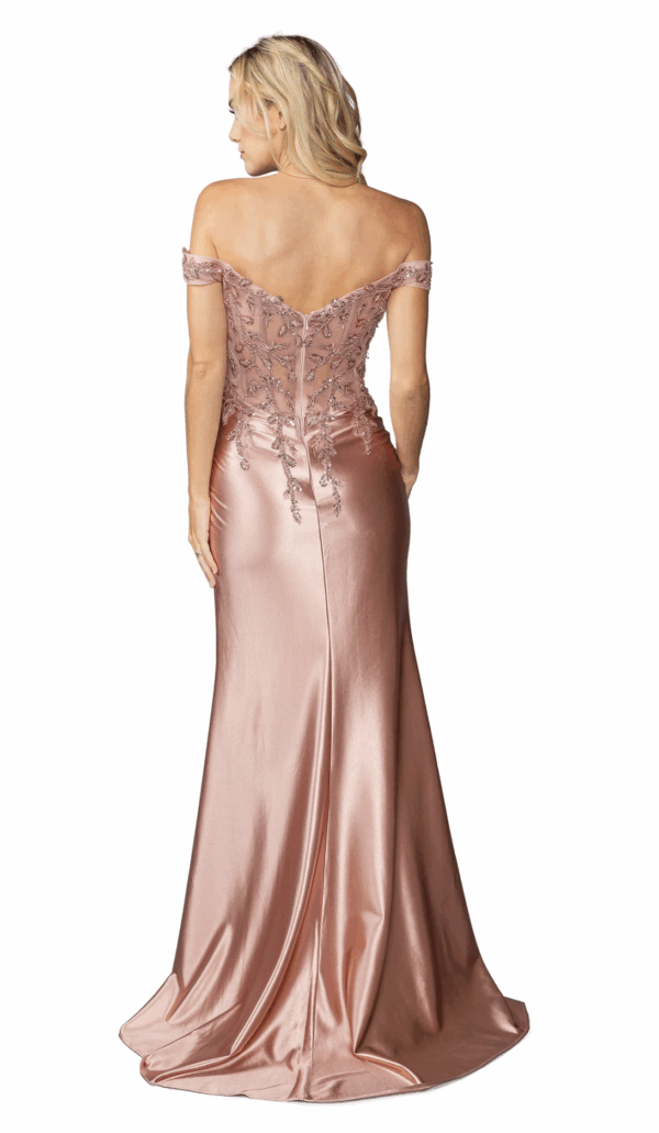 Vestido de fiesta rose gold M - Cód. 16390 - Imagen 3