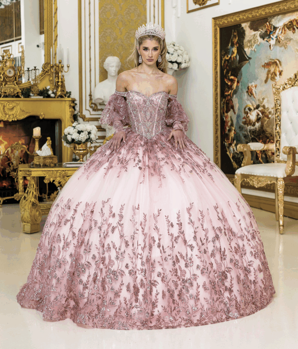 Vestido de quince años rose gold M - Cód. 16386