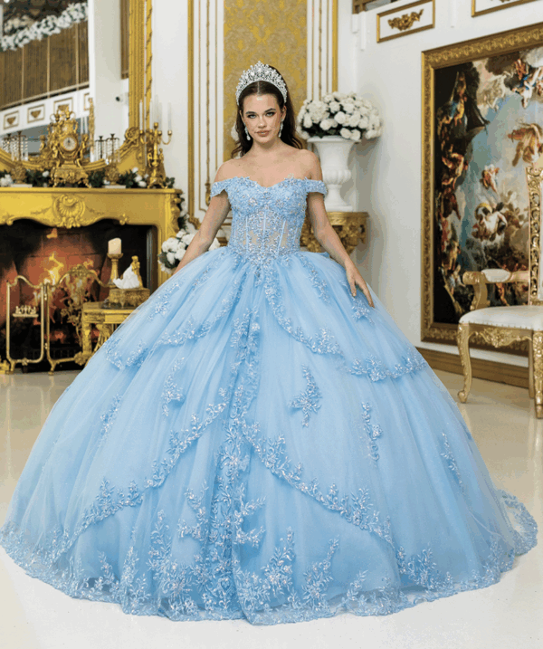 Vestido de quince años bahama blue M - Cód. 16388