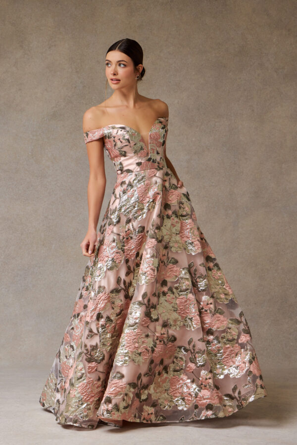 Vestido de fiesta blush sage print L - Cód. 16338