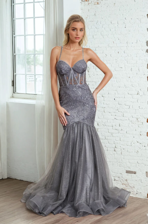 Vestido de fiesta charcoal M - Cód. 16340
