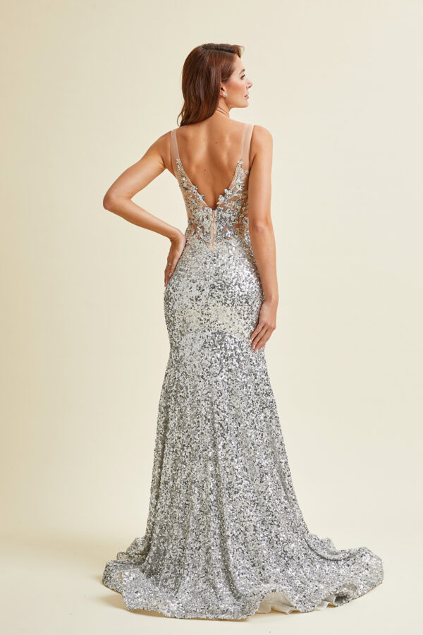 Vestido de fiesta silver M - Cód. 16342 - Imagen 3