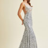 Vestido de fiesta silver M - Cód. 16342 - Imagen 5