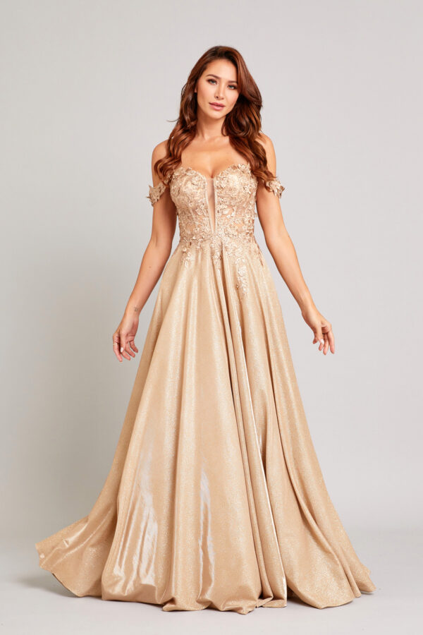 Vestido de fiesta gold S - Cód. 16351
