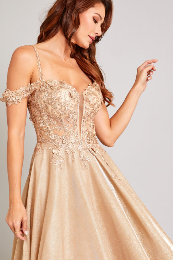 Vestido de fiesta gold S - Cód. 16351 - Imagen 5