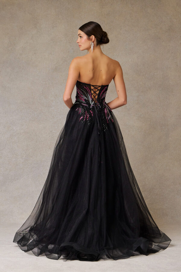 Vestido de fiesta black fuchsia M - Cód. 16357 - Imagen 3
