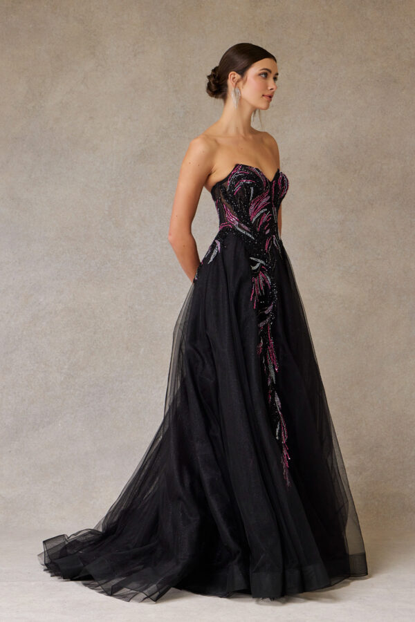 Vestido de fiesta black fuchsia M - Cód. 16357 - Imagen 5