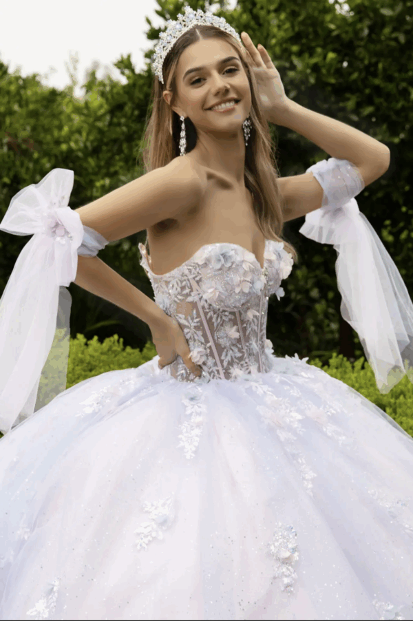 Vestido de quince años blue/pink M - Cód. 16365 - Imagen 4