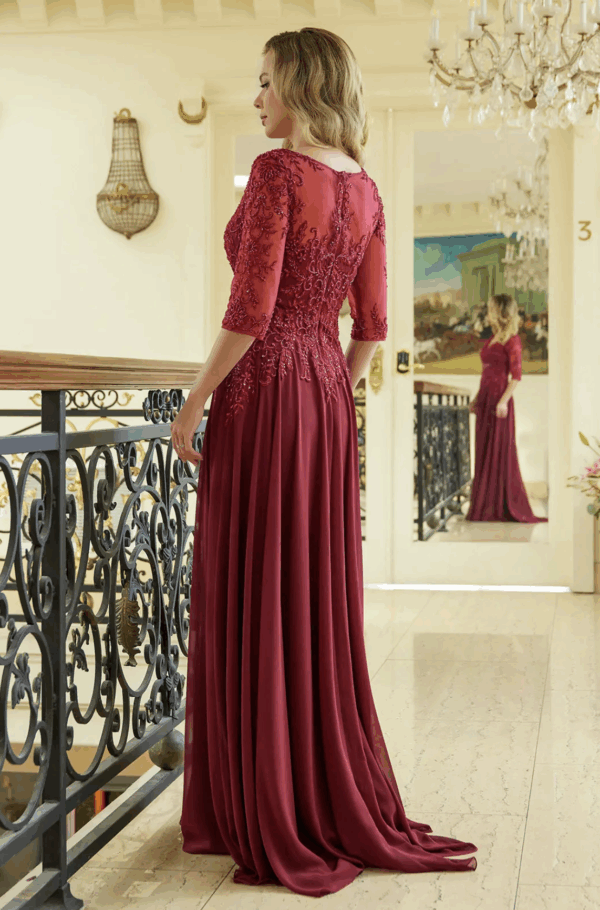 Vestido de fiesta burgundy 3XL - Cód. 16368 - Imagen 3