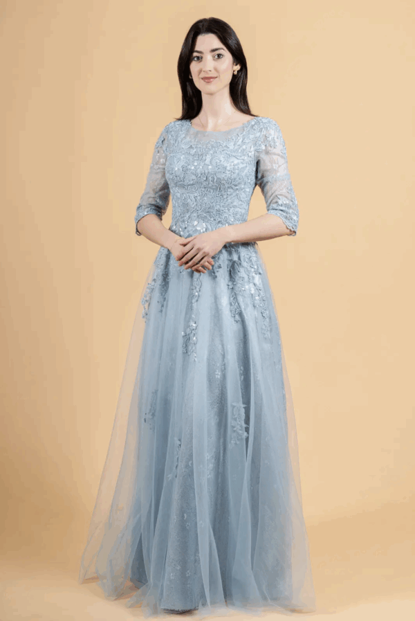 Vestido de fiesta smoky blue 2XL - Cód. 16372