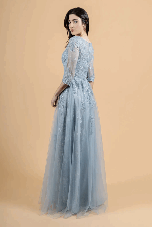 Vestido de fiesta smoky blue 2XL - Cód. 16372 - Imagen 3