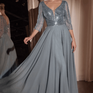 Vestido de fiesta smoky blue 12 - Cód. 16544