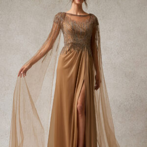 Vestido de fiesta mocha XL - Cód. 16782