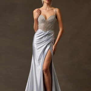 Vestido de fiesta silver blue M - Cód. 17128