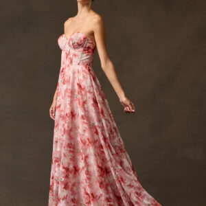 Vestido de fiesta rose print L - Cód. 17147