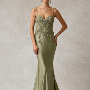 Vestido de fiesta olive M - Cód. 17155