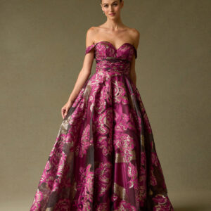 Vestido de fiesta magenta print L - Cód. 17319