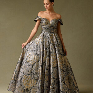 Vestido de fiesta gold black print XL - Cód. 17436