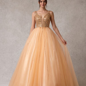 Vestido de fiesta rosegold M - Cód. 17445