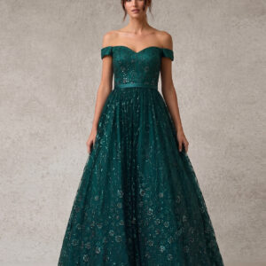 Vestido de fiesta hunter green S - Cód. 17449